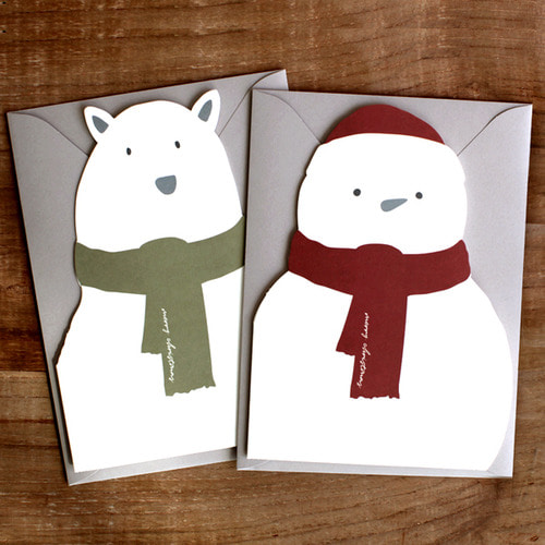 크리스마스카드-Bear&amp;Snowman